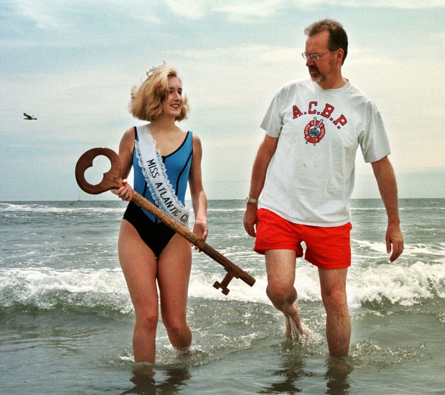 The offical unlocking of the ocean by Atlantic City Mayor James Whelan and Miss Atlantic City, Stephanie Piatt starts the summer season on the Atlantic City beach, Saturday 5/23/98.